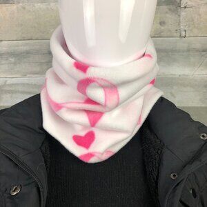 Breast Cancer Awareness Fleece Neck Gaiter: Pink Ribbon Scarf